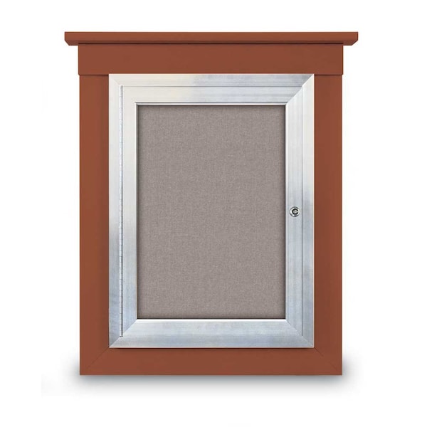 United Visual Products 72"x48" 3-Door Enclosed Letterboard, Burgundy/Lt Oak UV2628O-LTOAK-BURGUN - main